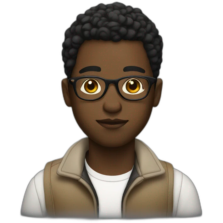 Black boy with faded low cut and glasses emoji