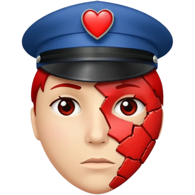 Corazón roto con gorra de policia emoji