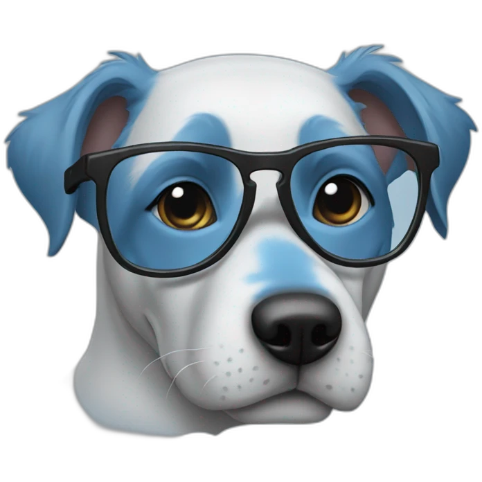 blue dog with glasses emoji