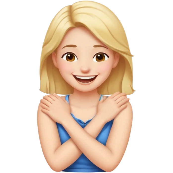 arm crossed around neck girl laughing emoji
