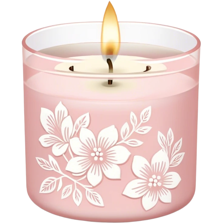 Light pink bath and body works with white floral design   candleLight pink bath and body works with  line art candle emoji