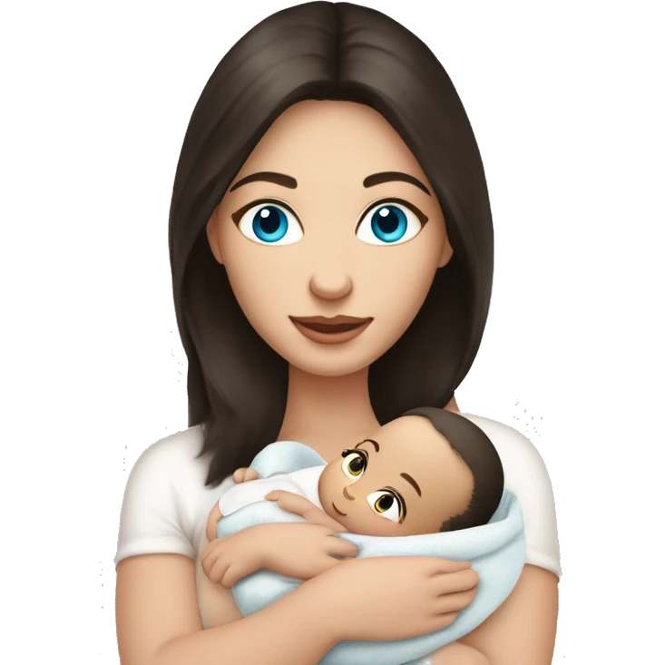 mom holding newborn baby girl with blue eyes and white skin baby dark hair white skin newborn girl emoji