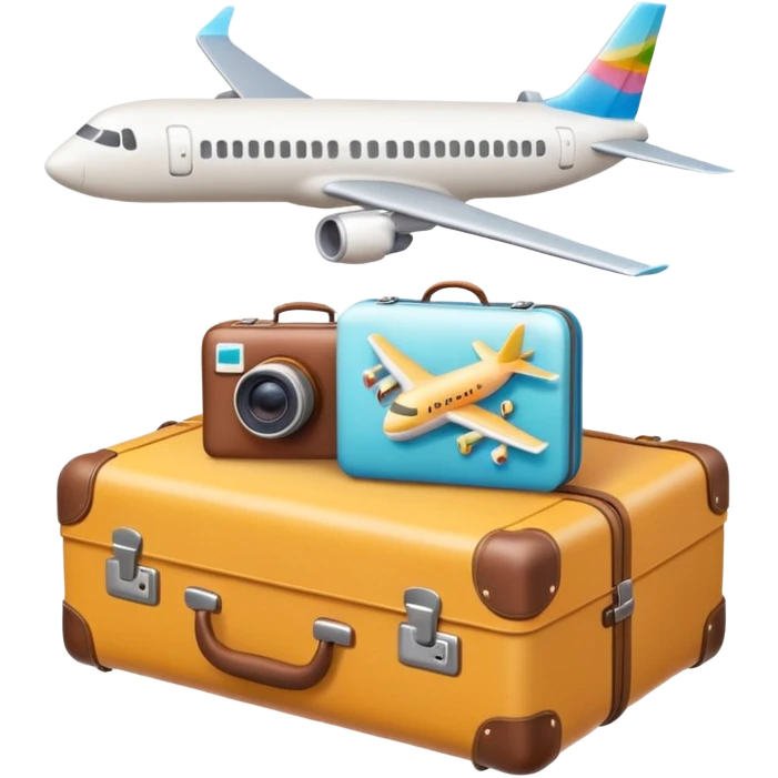 Premium travel moodboard emoji, Apple-style 3D emoji, pastel gradients, minimal travel symbols, calm aesthetic, soft shadows, high-detail, square app icon. emoji