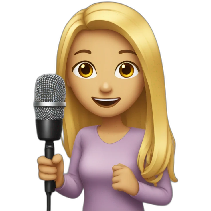 pretty girl singing holding mic emoji
