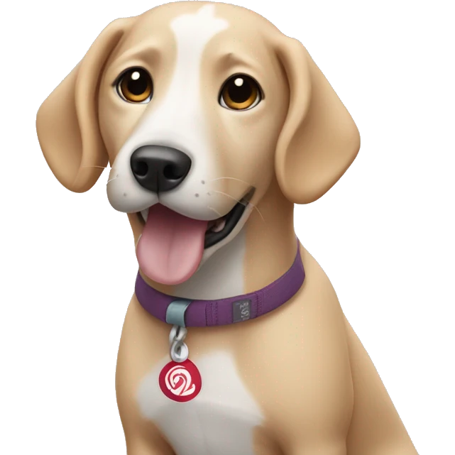 Dog wearing lululemon emoji