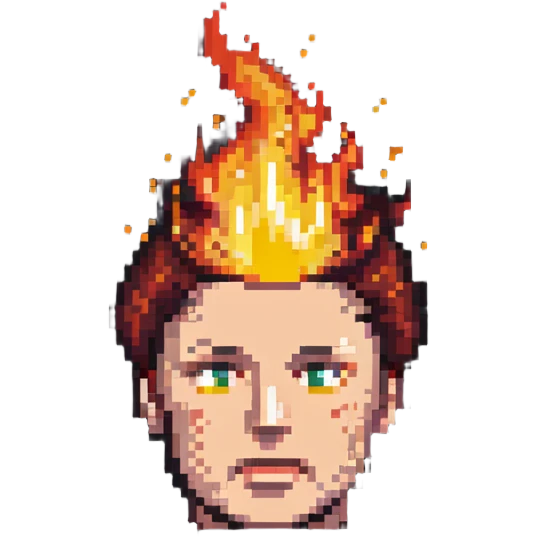 head with fire, expressionless face emoji