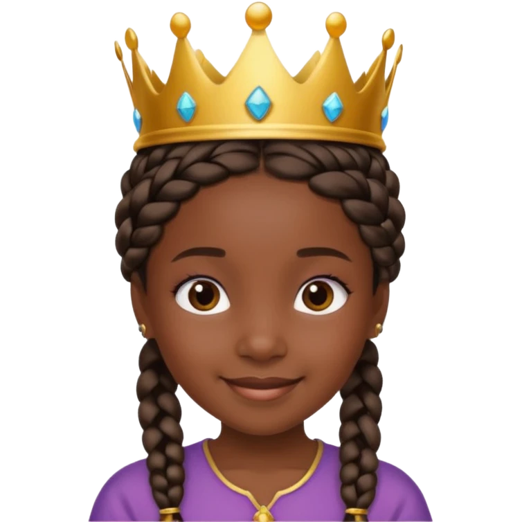 black girl kid with braided crown emoji