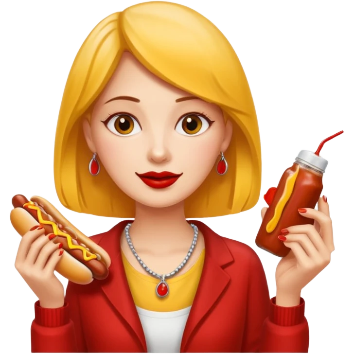Female earing 3 hotdogs emoji