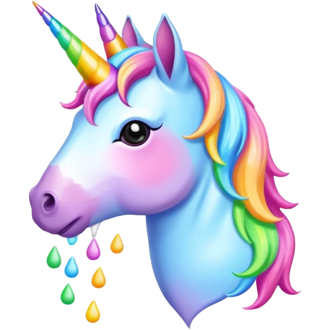 unicorn pukes up a rainbow emoji
