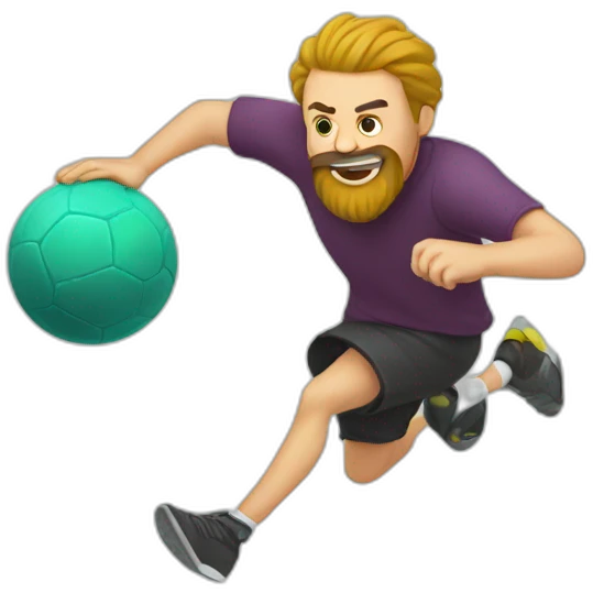 man with beard kicking virus as ball emoji