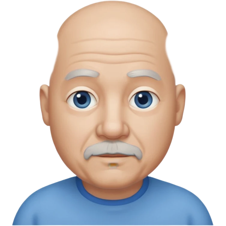 75,  bald, grey side hair, chubby, blue eyes, goatee emoji
