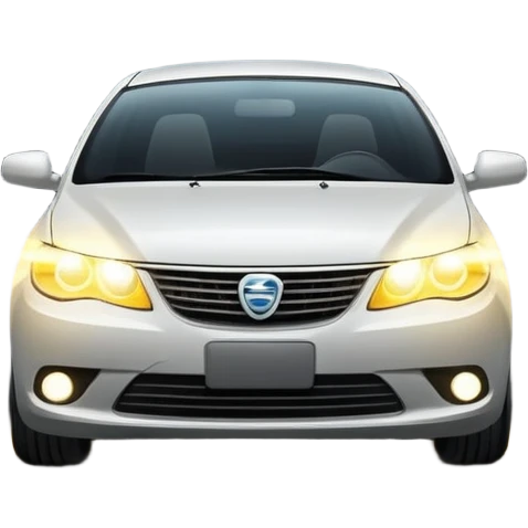 A car headlight, shining brightly with a focused beam of light, cutting through the dark, illuminating the road ahead. The light is intense and clear, often with a white or yellowish glow emoji