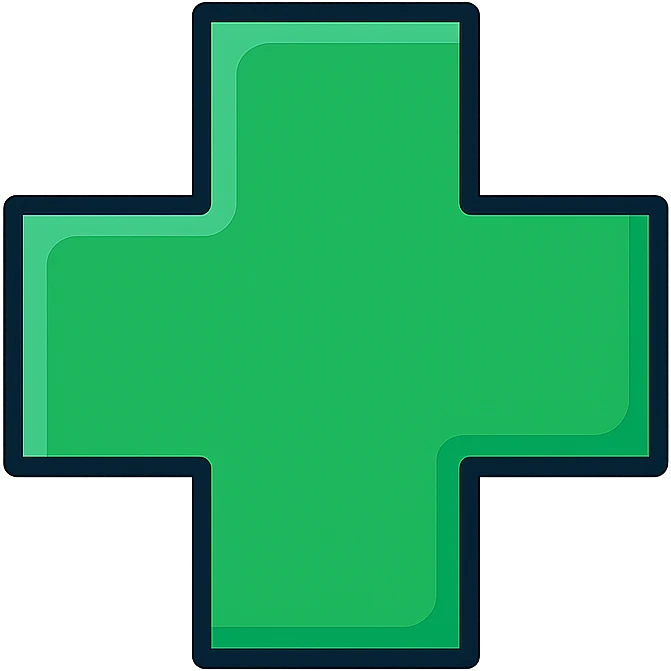 green cross symbolizing healing, clean and clear design emoji