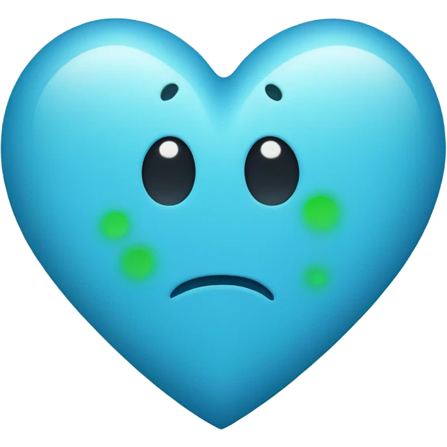 Blue heart with tiny bit of green in the middle emoji