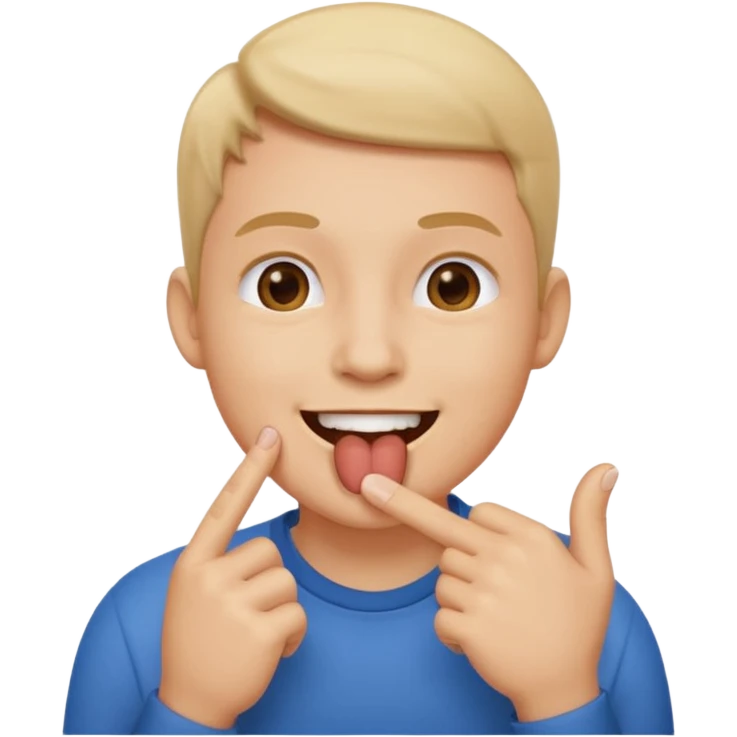 doigt dans la bouche avec un sourire emoji