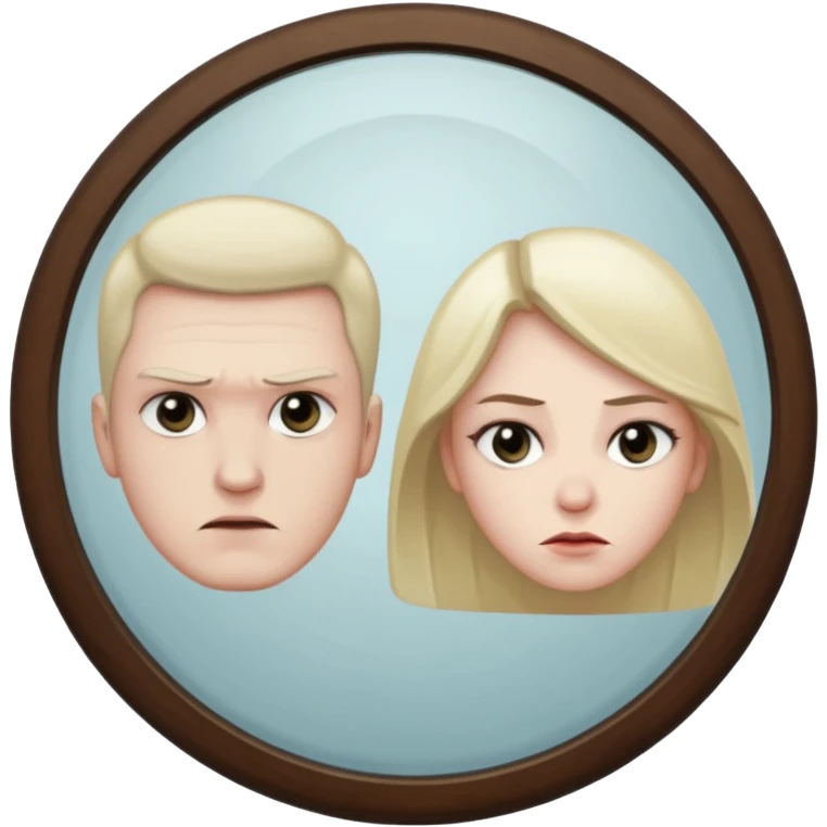 Man killer in mirror behind woman emoji
