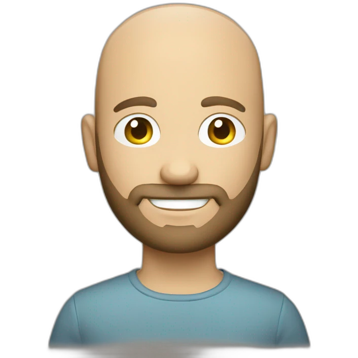 good looking caucasian male with small beard and almost bald smart casual holding papers emoji