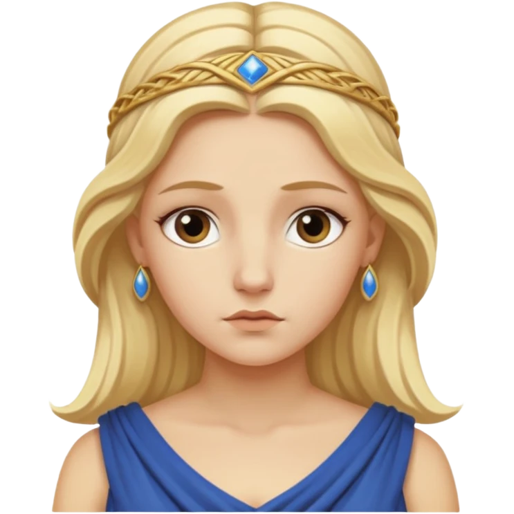 Metis The blonde pre-Olympian goddess of wisdom, counsel, and deep thought. She was the first wife and advisor of Zeus and the mother of Athena, the later goddess of wisdom. Her name connoted "cunning intelligence," a quality highly valued in Greek heroes like Odysseus. 
 emoji
