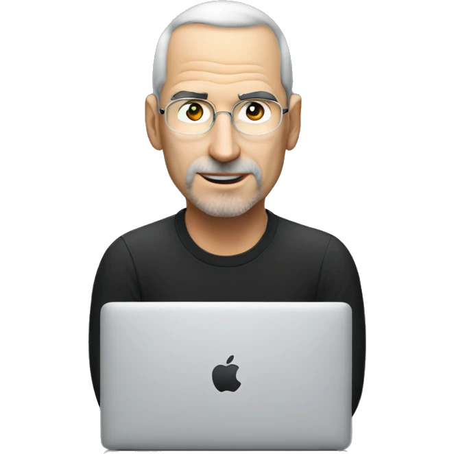 Steve job focus working on macbook emoji