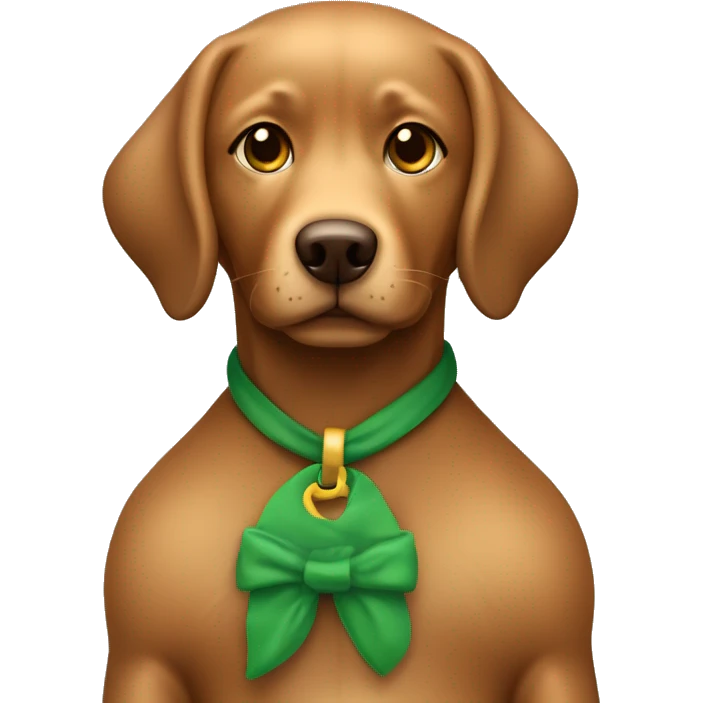 chica de pelo rizado marron con ojos verdes con un perro labrador color caramelo emoji