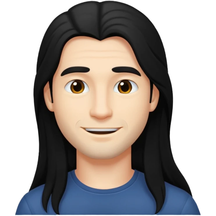 A man have a black long hair emoji