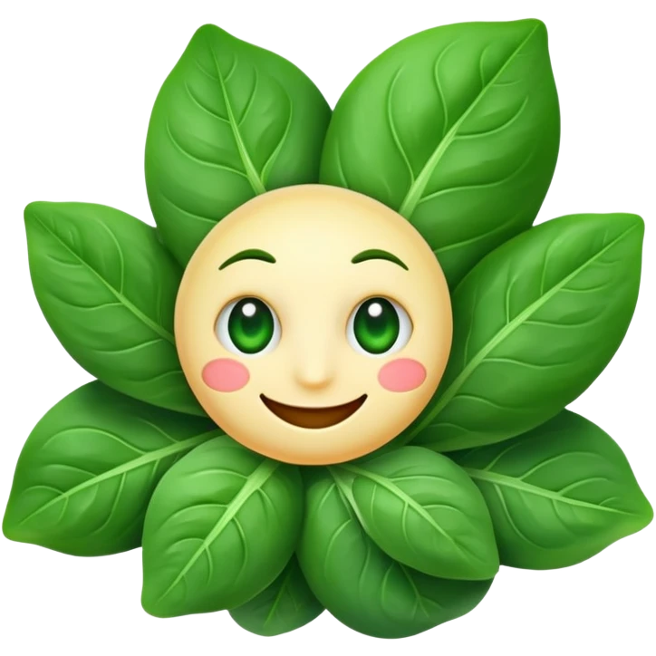 Spinach with eyes and smile without human face emoji