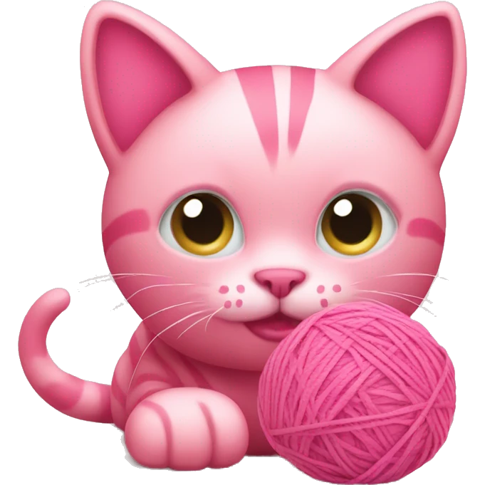 Pink cat playing with pink yarn ball emoji