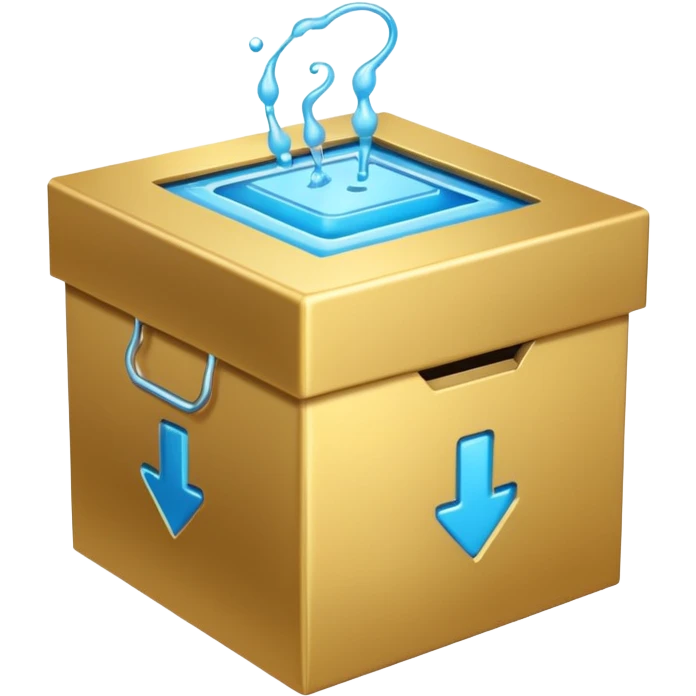 Box with generative ai going in and coming out sanitized emoji
