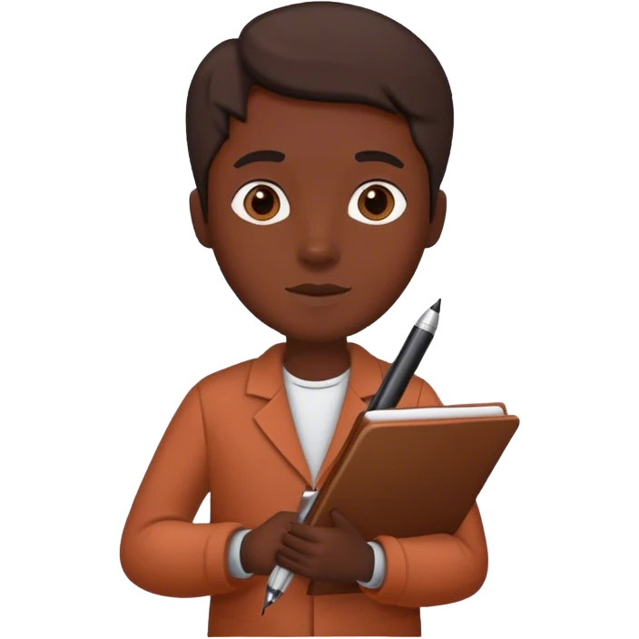 Open copybook and pen in dark terracotta color  emoji