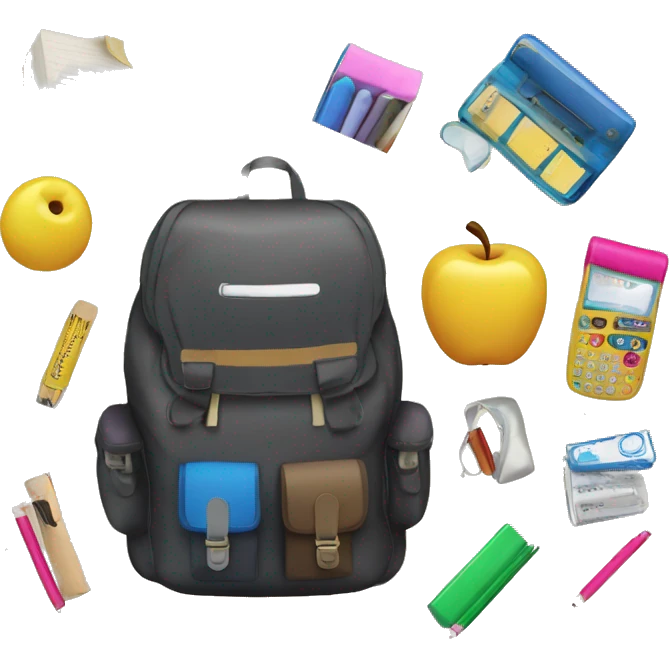 school bag and study supplies emoji