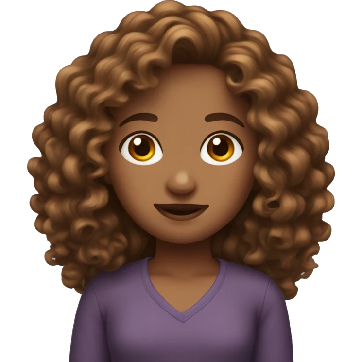long browm curly hair girl emoji