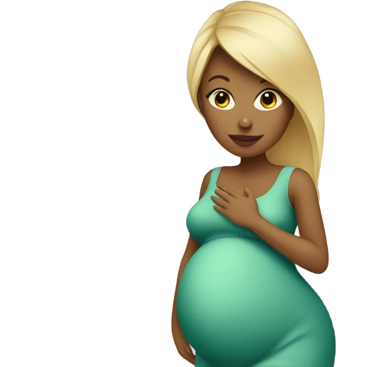 blonde pregnant woman at the Christmas tree emoji