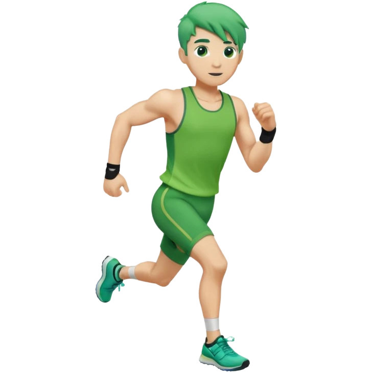 male, green haired, runner emoji