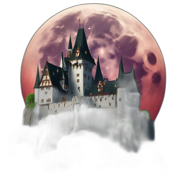 Dracula Castle over the moon emoji