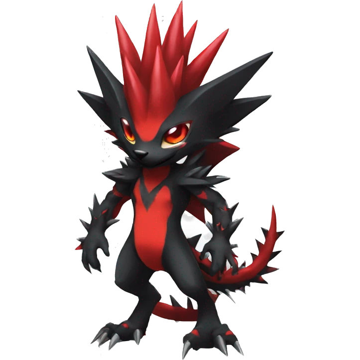 cool black red animal spiky hybrid Fakemon full body emoji