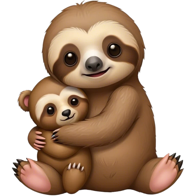 Baby sloth hugging a teddy bear emoji