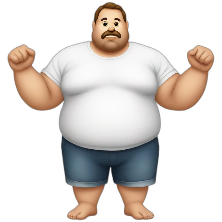 Fat man start fasting in white t-shirt emoji