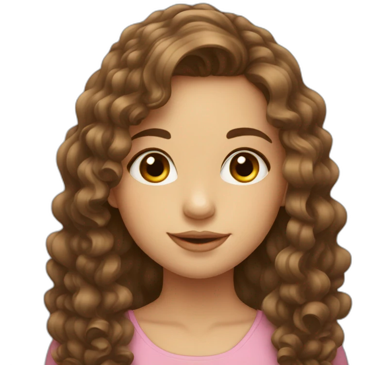 beautiful-girl-with-long-curly-brown-hair-with-a-bow emoji