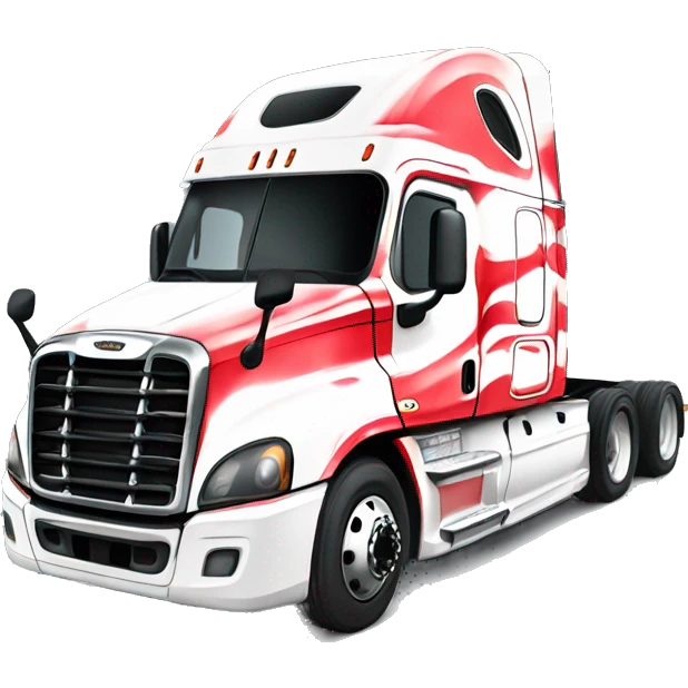 red broken freightliner cascadia semi-truck  emoji
