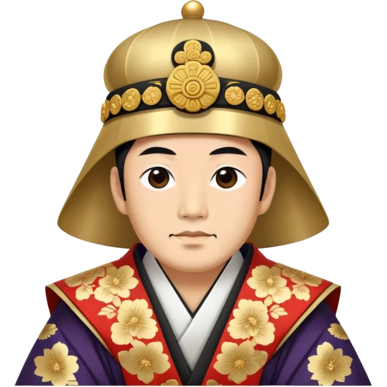 traditional Edo period Japanese emperor wearing a ho ceremonial robe and a kanmuri formal headgear emoji