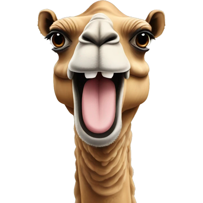 Camel make it cartoon and Let him look at the screen and let him raise his two hand like Celebrate emoji