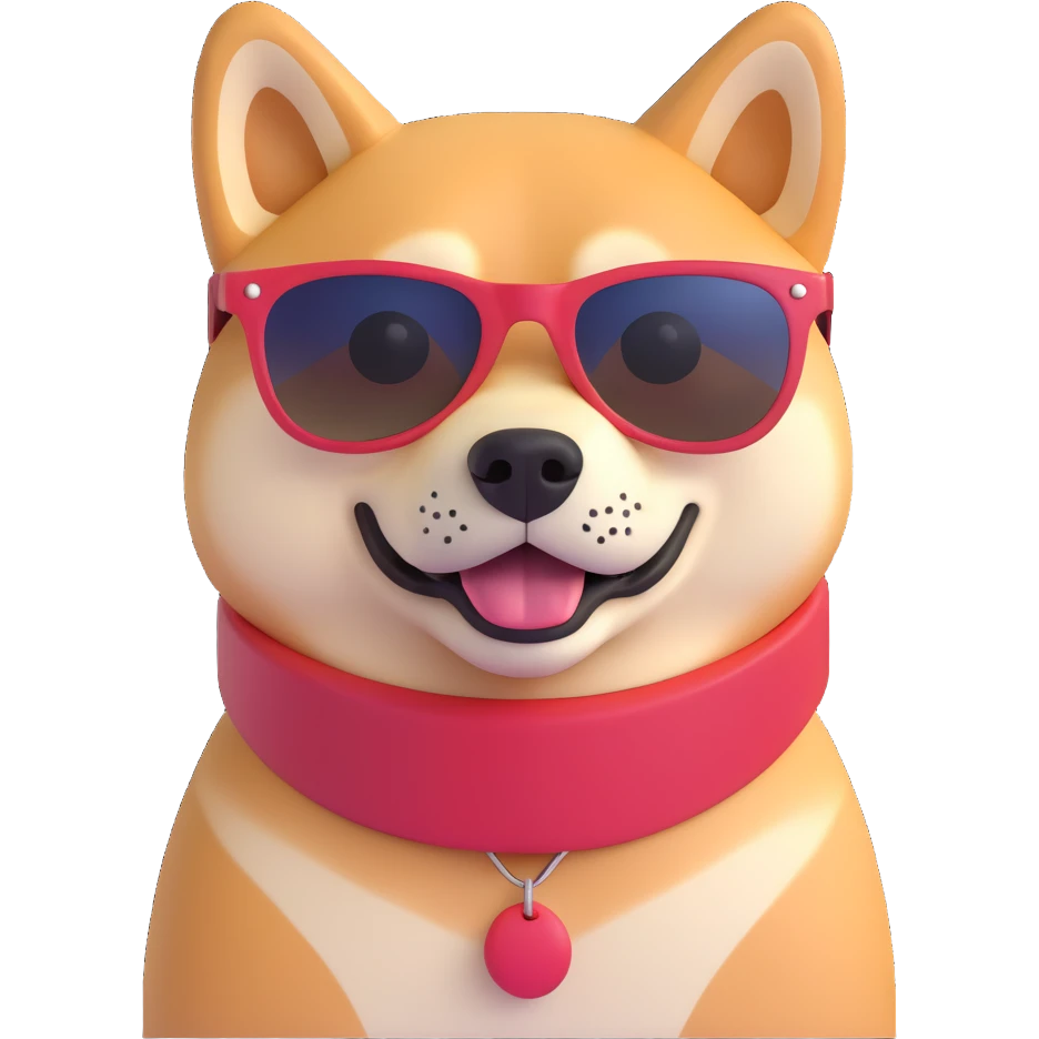 shiba inu, wearing sunglasses emoji