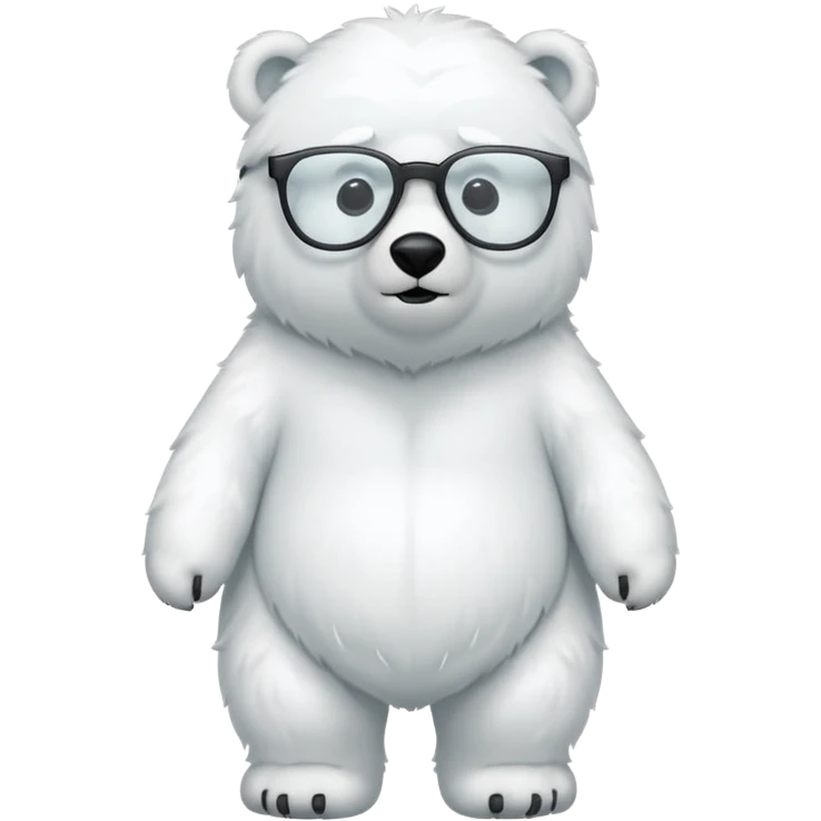 full body of polar bear wear glasses emoji