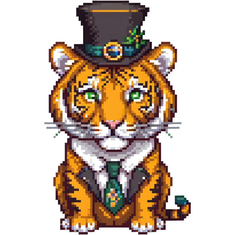 Tiger with a monocle emoji
