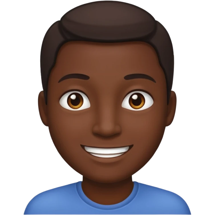 Um rosto preto com um sorriso branco sem emoção emoji