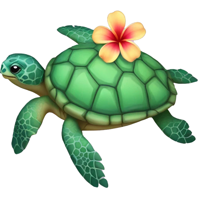 Sea turtle wearing Hawaiian flower necklace emoji