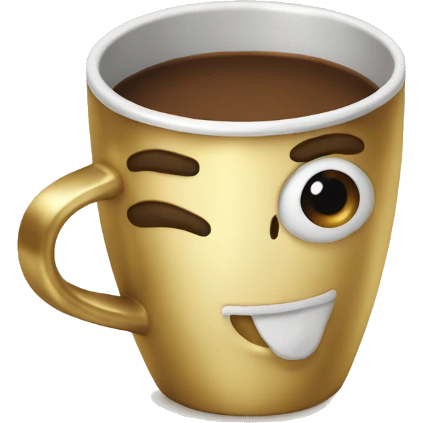 vintage Gold mug of coffe emoji