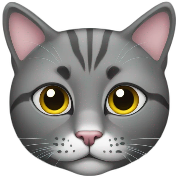 cat fat face dark grey emoji