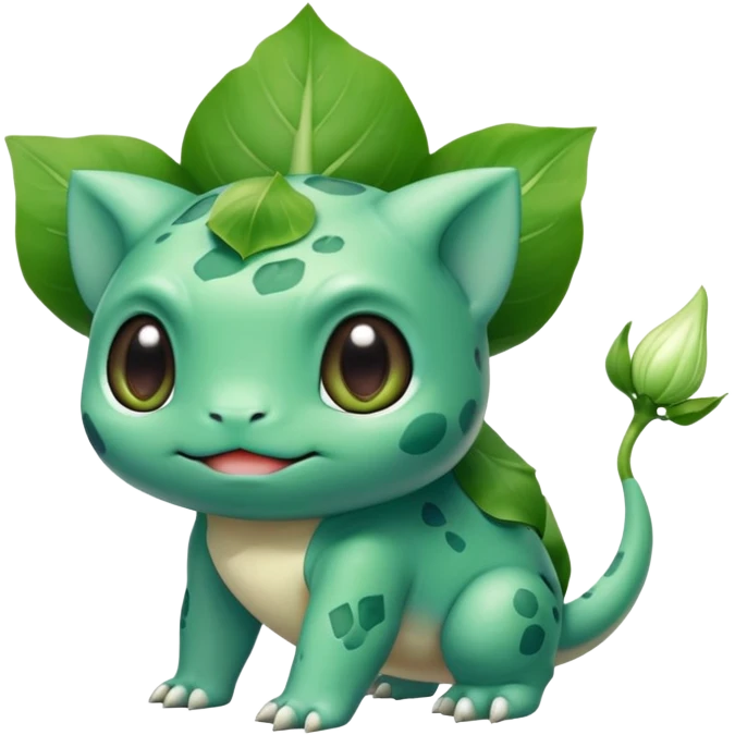 Bulbasaur with a green leek-bulb on back emoji