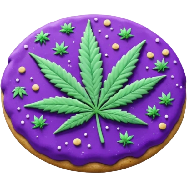 purple space cookies with cannabis leaf emoji